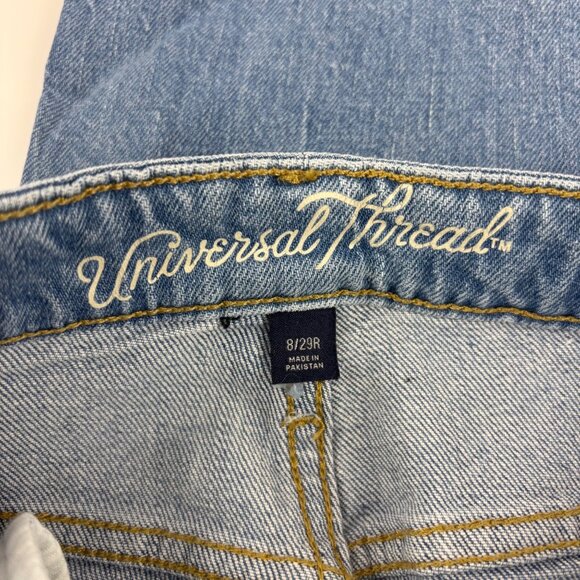 Universal Thread High Rise Straight Leg Jeans Womens 8/29R Distressed Frayed Hem - Picture 9 of 11